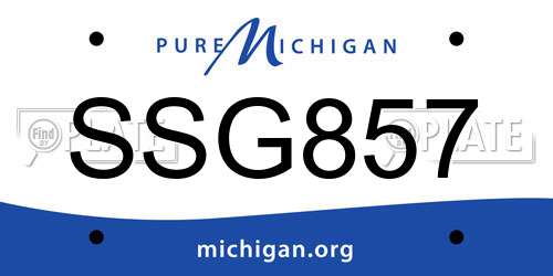 SSG857 Michigan License Plate