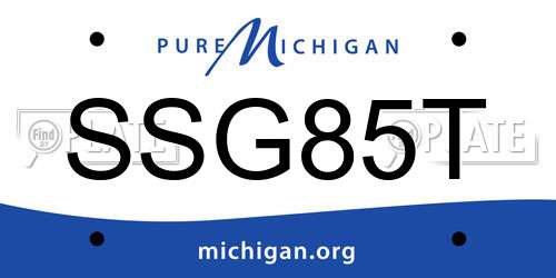 SSG85T Michigan License Plate