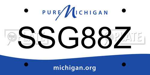 SSG88Z Michigan License Plate