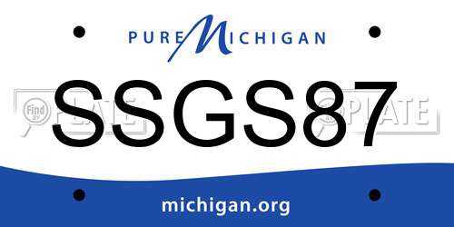 SSGS87 Michigan License Plate