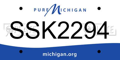SSK2294 Michigan License Plate
