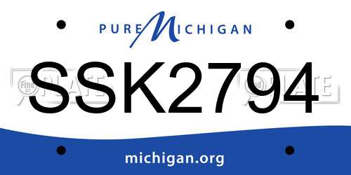 SSK2794 Michigan License Plate