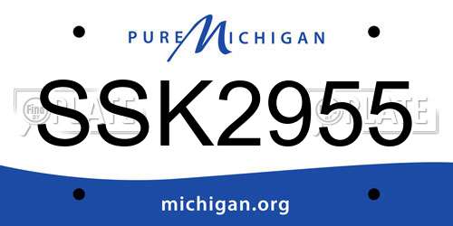 SSK2955 Michigan License Plate