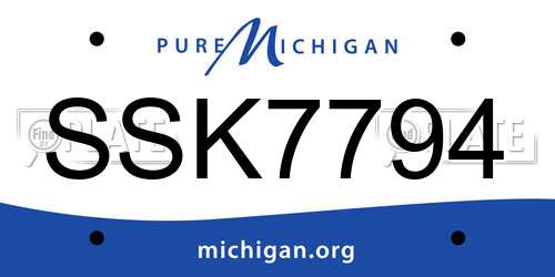SSK7794 Michigan License Plate