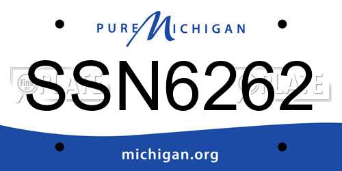 SSN6262 Michigan License Plate