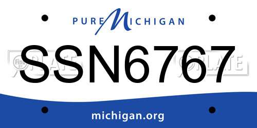 SSN6767 Michigan License Plate