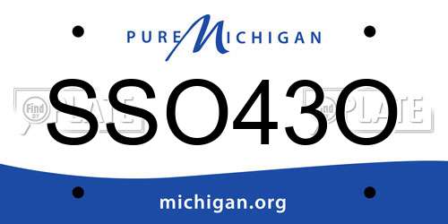 SSO43O Michigan License Plate