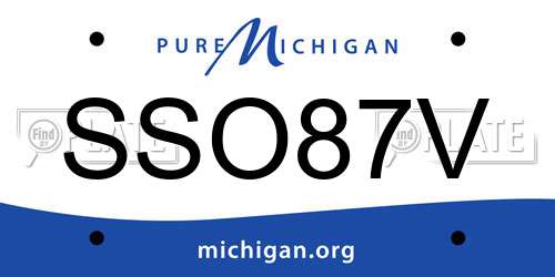 SSO87V Michigan License Plate