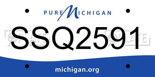 SSQ2591 Michigan License Plate