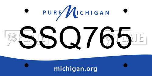 SSQ765 Michigan License Plate