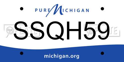 SSQH59 Michigan License Plate