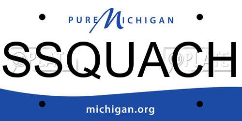 SSQUACH Michigan License Plate