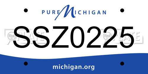 SSZ0225 Michigan License Plate