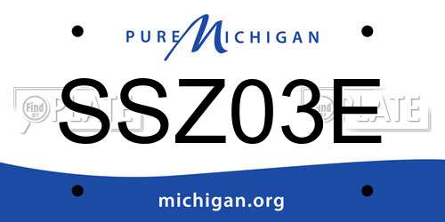 SSZ03E Michigan License Plate