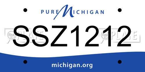 SSZ1212 Michigan License Plate
