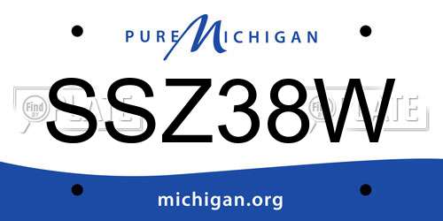 SSZ38W Michigan License Plate