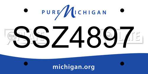 SSZ4897 Michigan License Plate