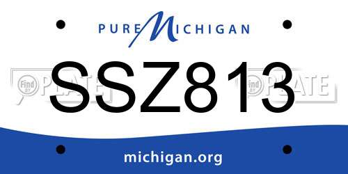 SSZ813 Michigan License Plate