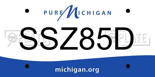 SSZ85D Michigan License Plate