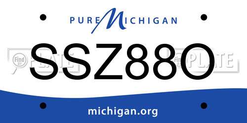 SSZ88O Michigan License Plate