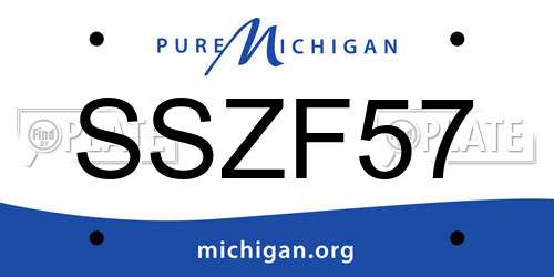 SSZF57 Michigan License Plate
