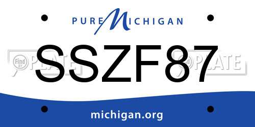 SSZF87 Michigan License Plate