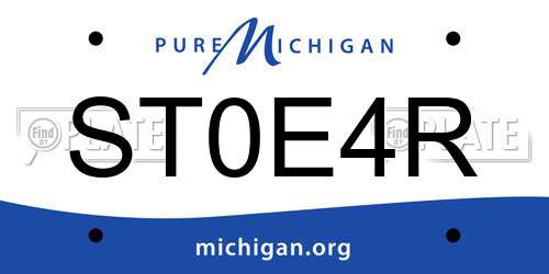 ST0E4R Michigan License Plate
