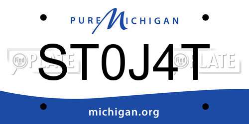ST0J4T Michigan License Plate