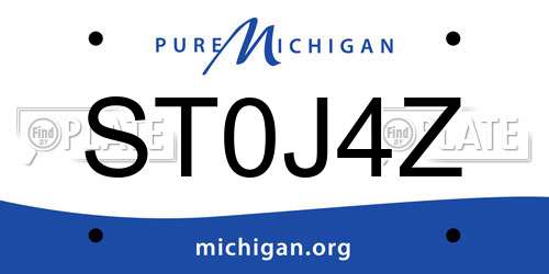 ST0J4Z Michigan License Plate