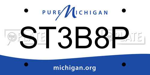 ST3B8P Michigan License Plate