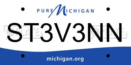 ST3V3NN Michigan License Plate