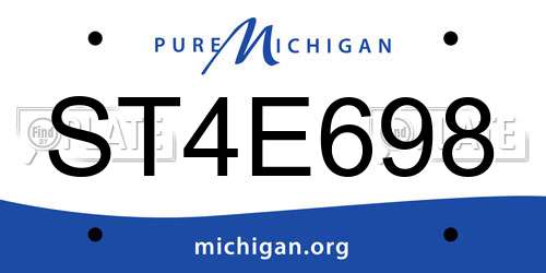 ST4E698 Michigan License Plate