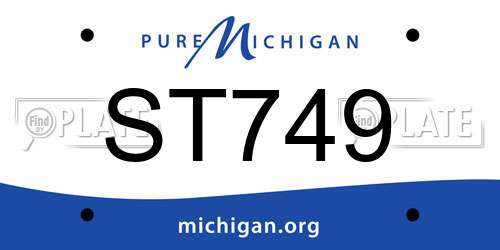 ST749 Michigan License Plate