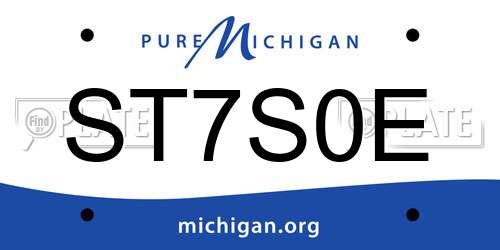 ST7S0E Michigan License Plate