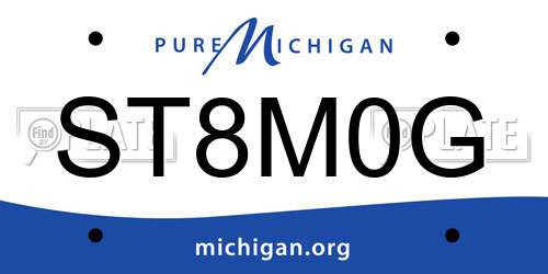 ST8M0G Michigan License Plate