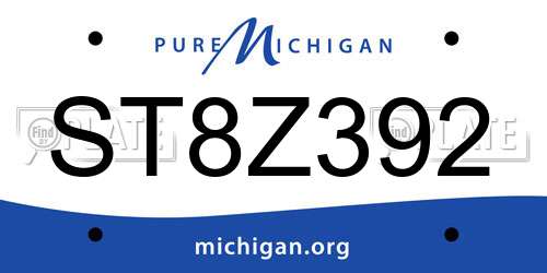 ST8Z392 Michigan License Plate
