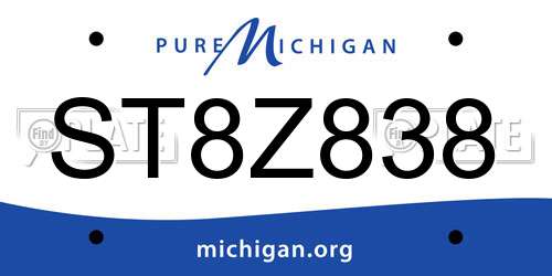ST8Z838 Michigan License Plate