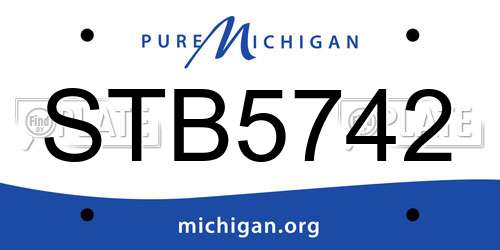 STB5742 Michigan License Plate