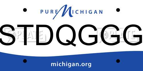 STDQGGG Michigan License Plate