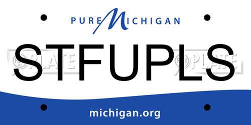 STFUPLS Michigan License Plate