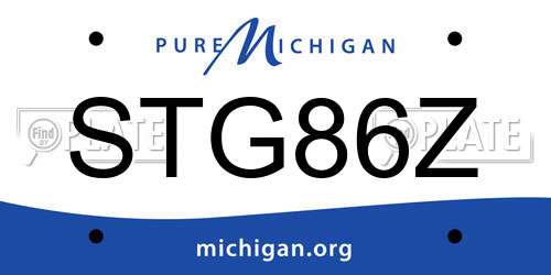 STG86Z Michigan License Plate