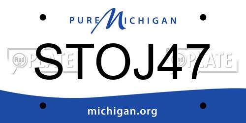 STOJ47 Michigan License Plate