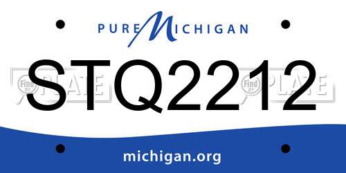 STQ2212 Michigan License Plate