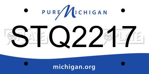 STQ2217 Michigan License Plate