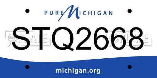 STQ2668 Michigan License Plate