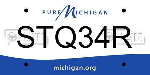 STQ34R Michigan License Plate