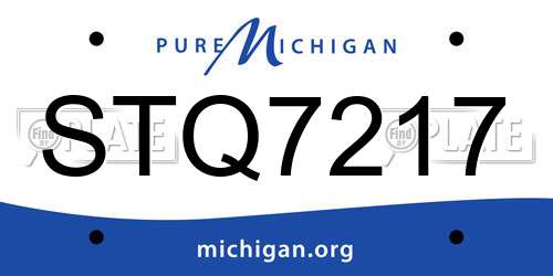 STQ7217 Michigan License Plate