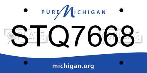 STQ7668 Michigan License Plate