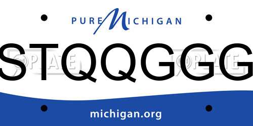 STQQGGG Michigan License Plate