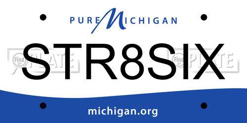 STR8SIX Michigan License Plate